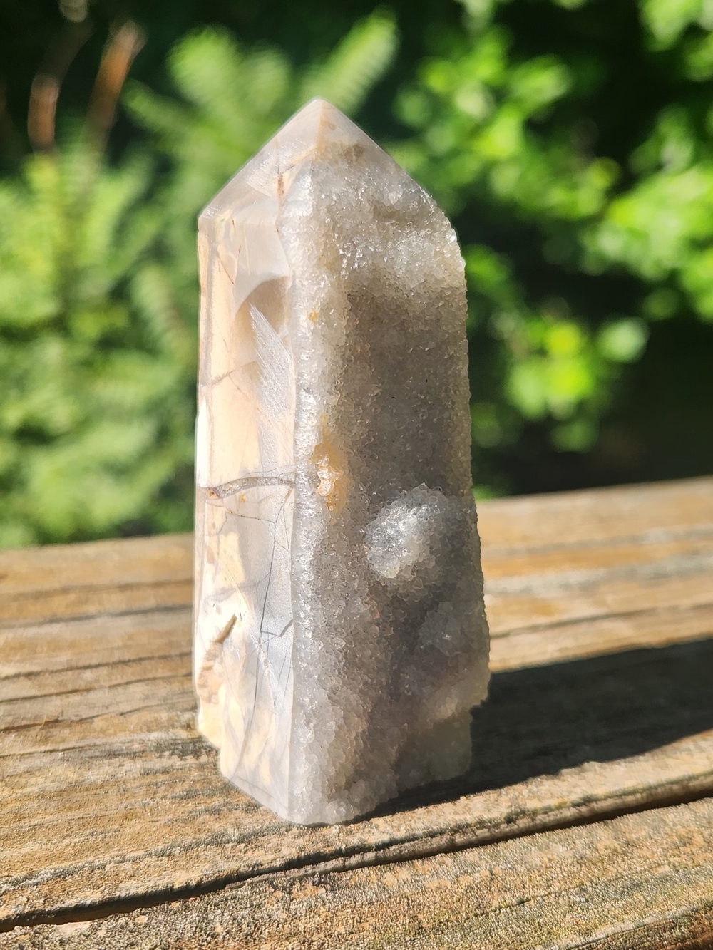 Rare Druzy Agate Tower Quartz Crystal Geode Point Sparkling Display Piece